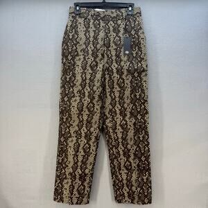 Dickies Khaki Pants Women's 4R Brown Snake Print High Rise Tapered Leg NWT
